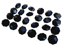 Lot of 24 Vintage 1980s Banner Button Shiny Black Faceted 5/8 Inch Shank Buttons picture