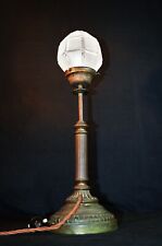 superb (George-V) C-1920 Jacobian Arts & Crafts bronze lamp rare hand-made shade picture
