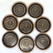 Vintage Set of 8 University Of Texas Copper Coasters by Hyde Park picture