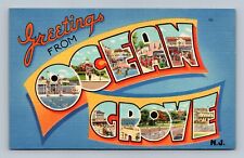 Greetings from Ocean Grove,NJ Monmouth County Large Letter New Jersey Postcard picture