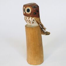 Carved Wood Vintage Perched Owl Figurine 6
