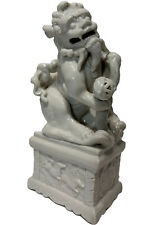 White Glossy Temple Guardian Foo Dog 8-1/2 Inches ***blemished*** See Pictures picture