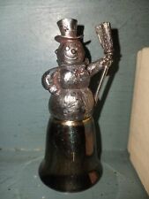 1980'S VTG Silver Plated Christmas Snowman Bell With Original Box From MACY'S picture