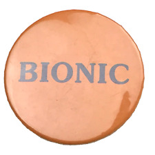 BIONIC Vintage Pin Button Pinback Orange Black picture