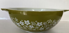 Vintage Pyrex Spring Blossom Cinderella Bowl Green White 444 Crazy Daisy 4 Qt picture