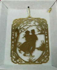 Vintage Camerlane Couple Skating 24 KT Gold Finish Holiday Ornament- Made in USA picture