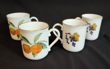 Royal Worcester Evesham Gold Coffee Mugs Tea Cups Oranges Grapes Set of 4 picture
