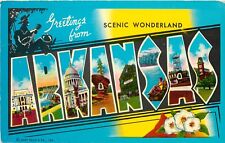 Greetings from Arkansas Scenic Wonderland Block Letter State Card Postcard picture