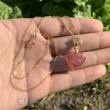Natural Strawberry necklace pendant jewelry Carved Quartz Crystal Healing picture