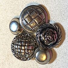 Antique Silvertone Bubble Top Buttons, metal back, box shanks picture