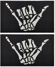 Shaka Skeleton Hand PVC Rubber Patch | 2PC PVC HOOK BACKING  3