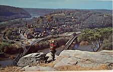 Harpers Ferry Aerial View from Maryland Heights West Virginia Postcard c1960 picture