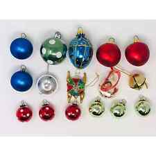Miniature Blown Glass Balls Jingle Bells Christmas Tree Ornaments Lot 16 picture