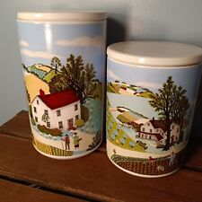 Vintage Pfaltzgraff For Avon Ceramic Canisters, Set Of 2, Countryside Farm picture