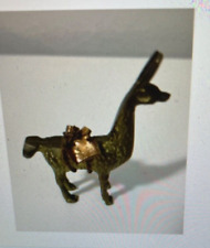 solid brass llama figureine alpaca with copper saddle picture