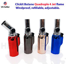 Clickit Angle Butane Quadruple Jet flame Windproof, refillable, adjustable Torch picture