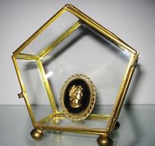Antique Gilt Bronze Footed Glass Keepsake or Photo Display Box picture