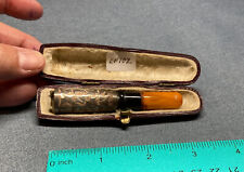 Antique silver and amber cheroot holder in case (LP102) picture