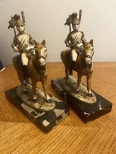 2 Vintage Depose Italy 426 French Soldiers on Horse Figurine  Carrara Marble picture