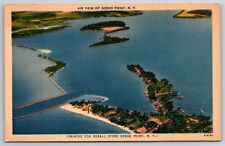 Sodus Point New York~Air View Lake Scene~Vintage Linen Postcard picture