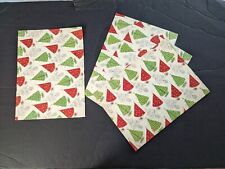 Vintage Christmas Gift Wrap Red & Green Trees Wrapping Paper 1950's Set Of 4 picture