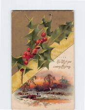 Postcard Embossed Holiday & Winter Scene Print To Wish You a Merry Christmas picture