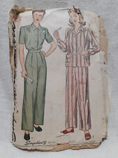 Vintage Women's 1940s Pajama Pattern Simplicity 4757 Size 12 Complete picture