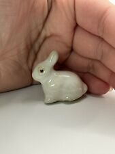 Vintage Handmade Miniature Chubby Pottery Bunny Trinket Tiny Unique Figurine picture