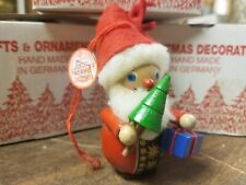 Vintage STEINBACH CHRISTMAS ORNAMENT SANTA W/GIFT & GREEN TREE NOS picture