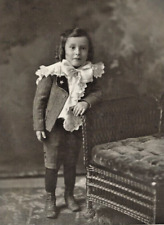 1890s Antique Portrait Photograph Little Boy Big Ruffled Collar 4