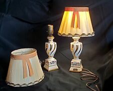 ANTIQUE Pair of 1940s Devereaux China Porcelain, Hand-painted Lamps (w/shades) picture