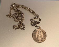 ANTIQUE French Sterling Silver Medal + Chain -Hallmark Signed L.Penin 1830-1868 picture