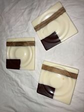 Mid Century Coasters Quirky Eccentric White Brown Wood layered striped square picture
