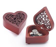 HEART CARVING WOOD WIND UP MUSIC BOX ( MORE THAN 80 SONGS CHOICES ) picture