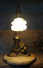 Antique 1930s Figural Table Lamp & Frosted FLOWER Shade - REWIRED - Marble Base picture