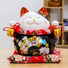 24cm Japanese Ceramic Maneki Neko Lucky Cat Porcelain Fortune Cat Money Box picture