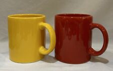 Pair of VTG Waechtersbach Ceramic Coffee Mugs Solid Red & Yellow Made in Spain picture