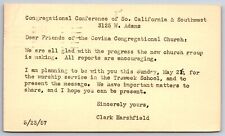 Covina CA~Covina Congregational Church Invite~Clark Harshfield Message~1957 picture