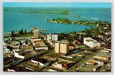 c1950s Sarasota Downtown~Birds Eye View~FL VTG MCM Postcard picture