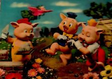 THREE LITTLE PIGS ASAHI TRADING WONDER CO 3D UNUSED POSTCARD NOS picture