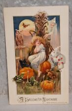 Vintage 1913 Halloween Nightmare Unposted Postcard Child Clown Witch John Winsch picture