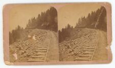c1900's Real Photo Stereoview Railroad Tracks Mule Shoe Dump Moutain Colorado picture