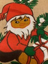 Vintage Wall Hanging Christmas Gnomes Jute Burlap Cottage Core Retro Y2K Norway picture