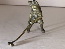 Vintage Bergman Bronze Cat Holding A Golf Club.  Unsigned picture