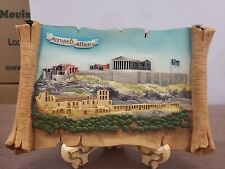 Vintage Hand Painted Greek Pottery Wall Plate Acropolis Athens Parthenon 9