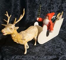 Antique German Santa, Sleigh, and Reindeer Candy Container. Pre WW II. picture