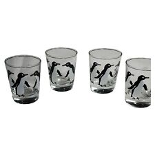 Vtg Libbey Glass Rare Penguin DesignBartender Shot Glasses 1oz Jigger Set of 4  picture