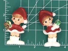 2 VTG Napco Pixie Girls Elf Plastic Mini Figures Christmas Village Hong Kong picture