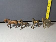 Vintage Small Brass? Horse Statues Lot 4pc #2777L257 picture