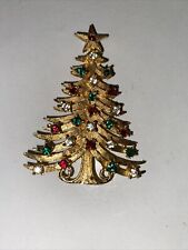 VINTAGE MARKED MYLU RETRO 3D GOLD CHRISTMAS TREE TOPPER STAR BROOCH  picture